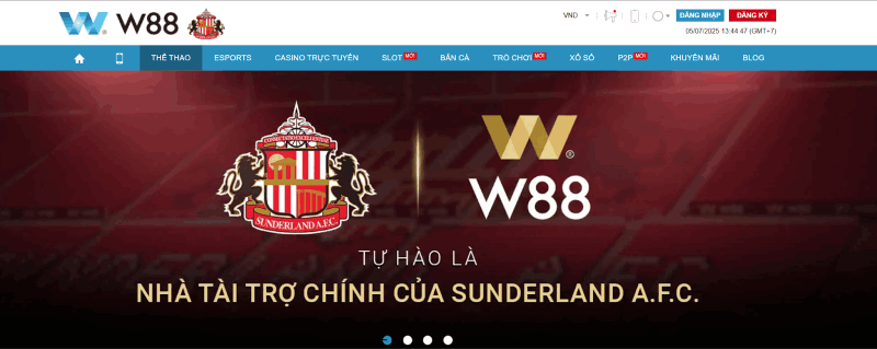 giao diện trang chủ W88