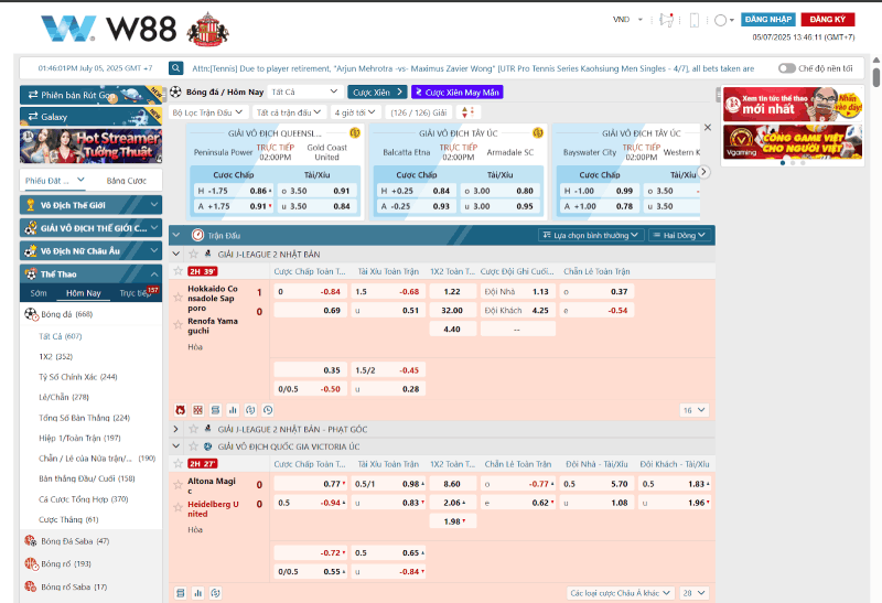 bảng cược W88